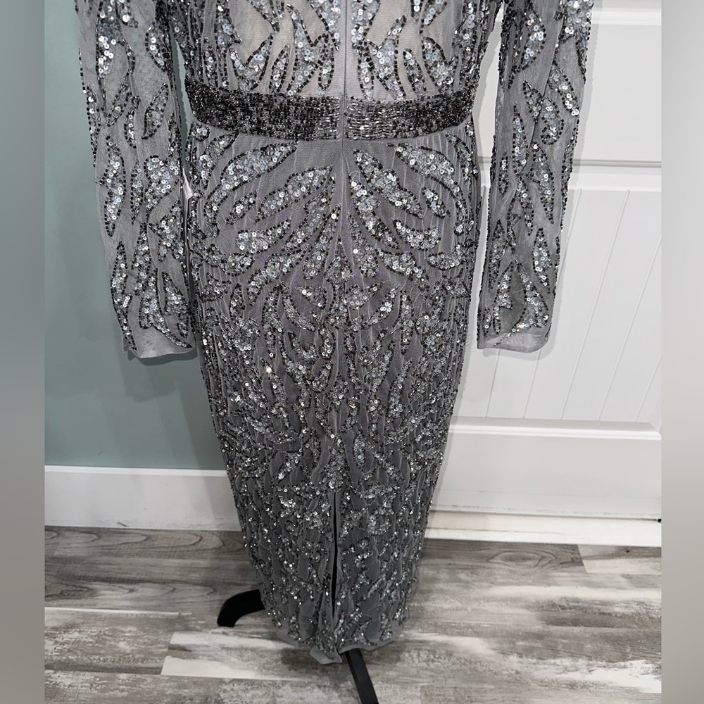 NWOT Mac Duggal Long Sleeve beaded sequins sheath midi cocktail dress size 10 - Picture 13 of 13